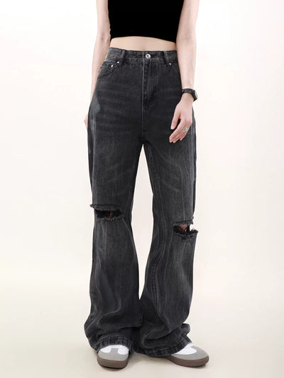 Ripped Knee Washed Jeans Korean Street Fashion Jeans By Mr Nearly Shop Online at OH Vault