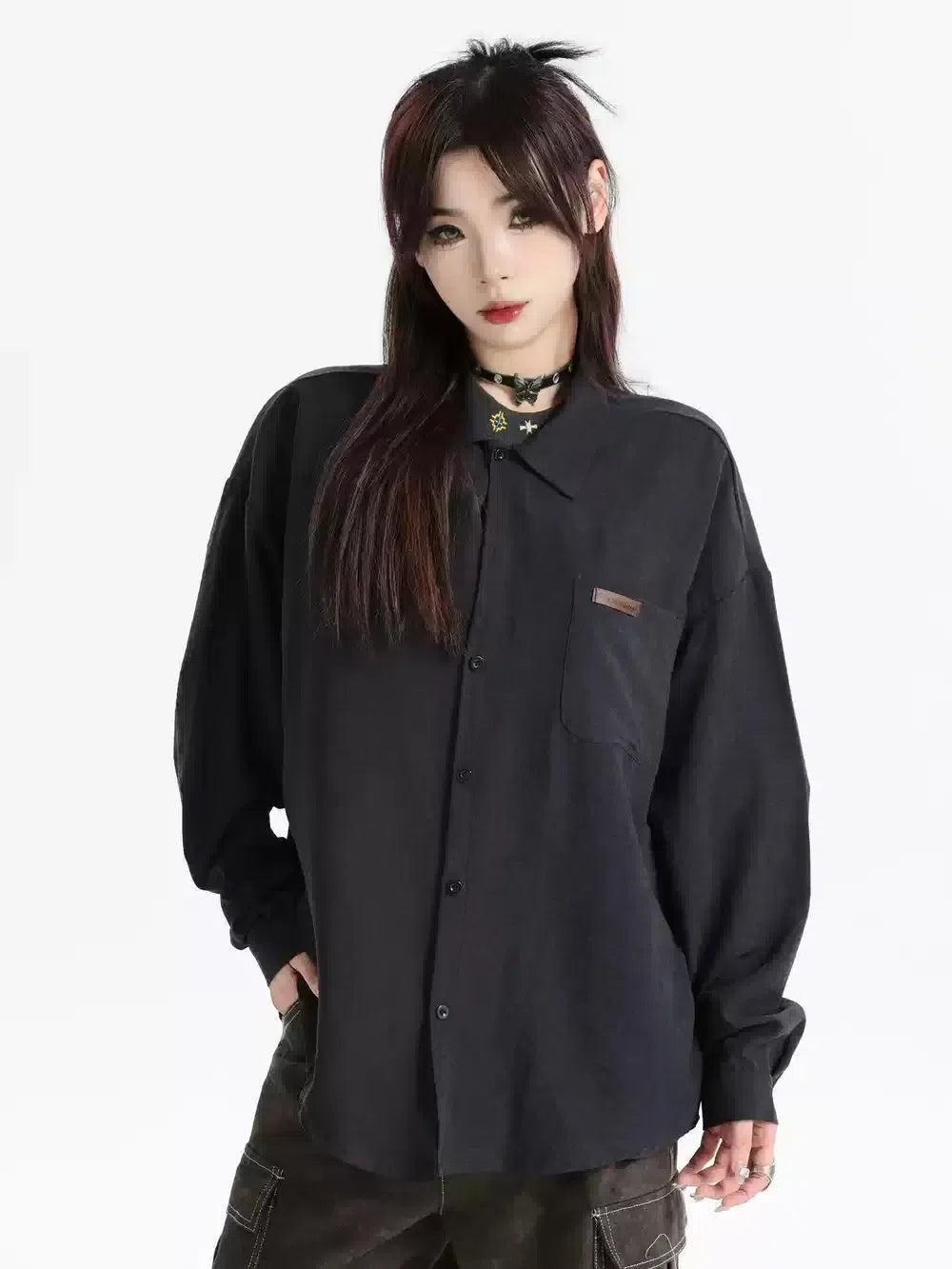 Front Pocket Casual Shirt Korean Street Fashion Shirt By INS Korea Shop Online at OH Vault