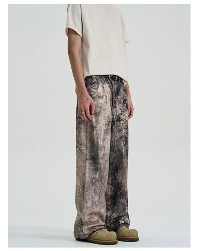 Bleach Effect Flared Jeans Korean Street Fashion Jeans By A PUEE Shop Online at OH Vault