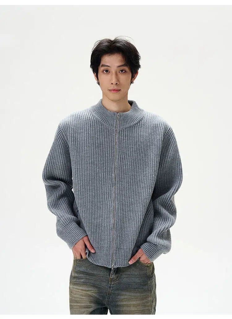 Cozy Knit Zipped Jacket Korean Street Fashion Jacket By 77Flight Shop Online at OH Vault