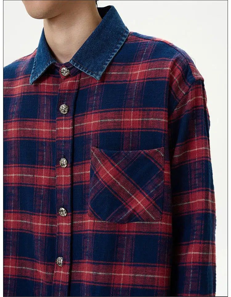 Gradient Checked Shirt Korean Street Fashion Shirt By 77Flight Shop Online at OH Vault