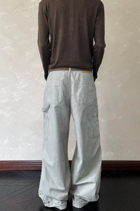 Minimal Splatters Wide Jeans Korean Street Fashion Jeans By A PUEE Shop Online at OH Vault