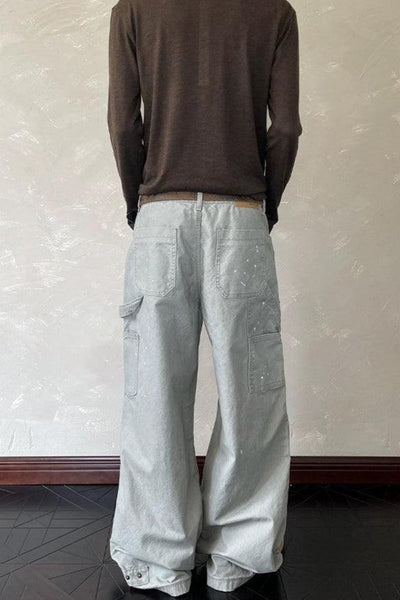 Minimal Splatters Wide Jeans Korean Street Fashion Jeans By A PUEE Shop Online at OH Vault