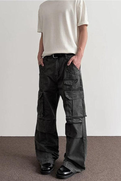 Utility Styling Cargo Jeans Korean Street Fashion Jeans By A PUEE Shop Online at OH Vault