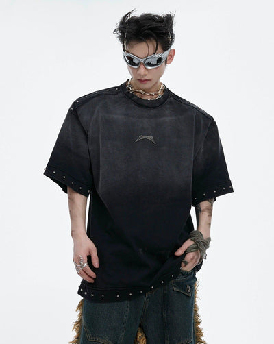 Metal Accent Faded T-Shirt Korean Street Fashion T-Shirt By Argue Culture Shop Online at OH Vault