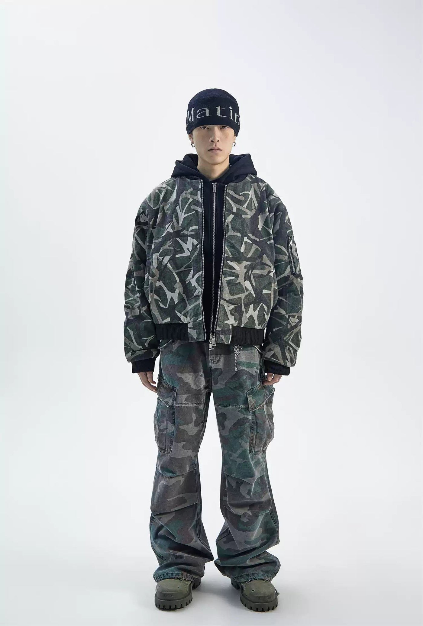 Layered Camouflage Hooded Jacket Korean Street Fashion Jacket By Ash Dark Shop Online at OH Vault