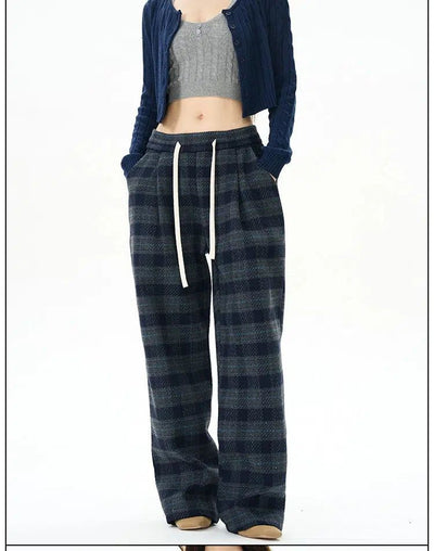 Waistband Checked Sweatpants Korean Street Fashion Pants By 77Flight Shop Online at OH Vault