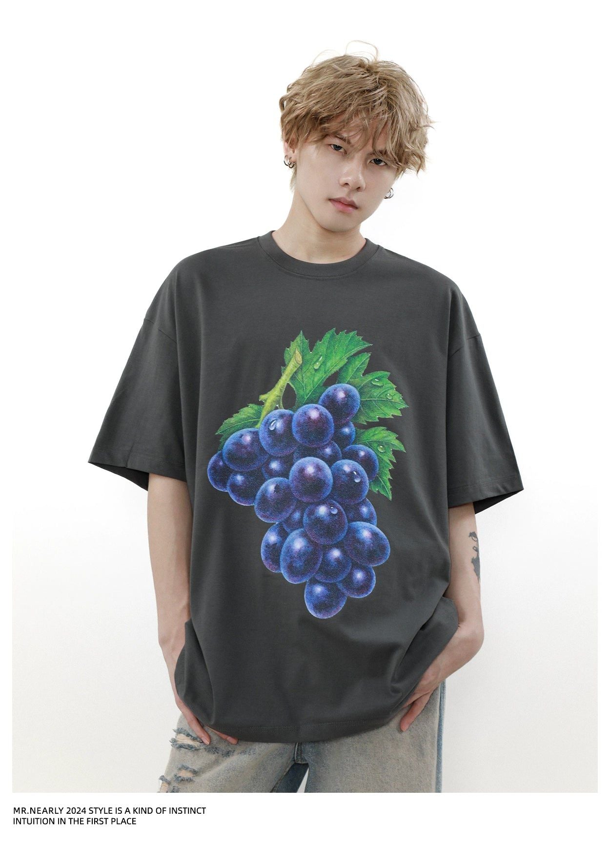 Grape Graphic T-Shirt Korean Street Fashion T-Shirt By Mr Nearly Shop Online at OH Vault