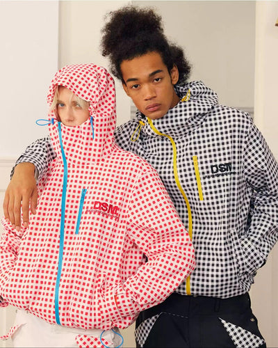 Checkered Side Zipped Jacket Korean Street Fashion Jacket By Donsmoke Shop Online at OH Vault