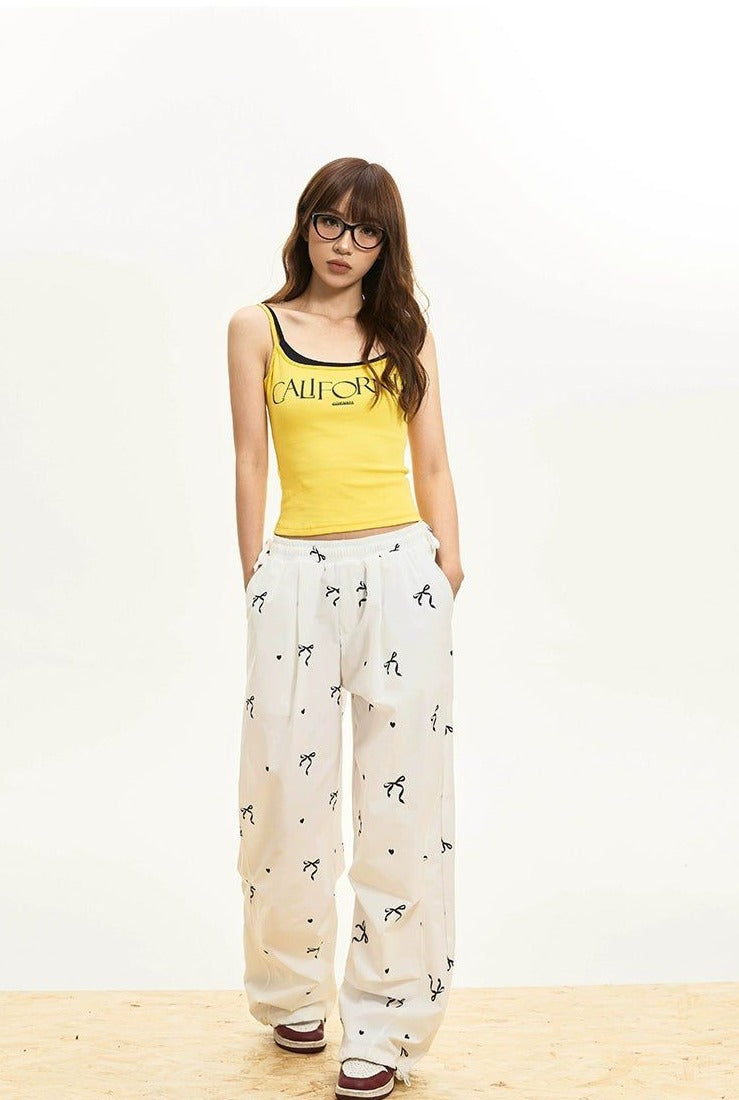 Bow Knot Print Track Pants Korean Street Fashion Pants By Apocket Shop Online at OH Vault