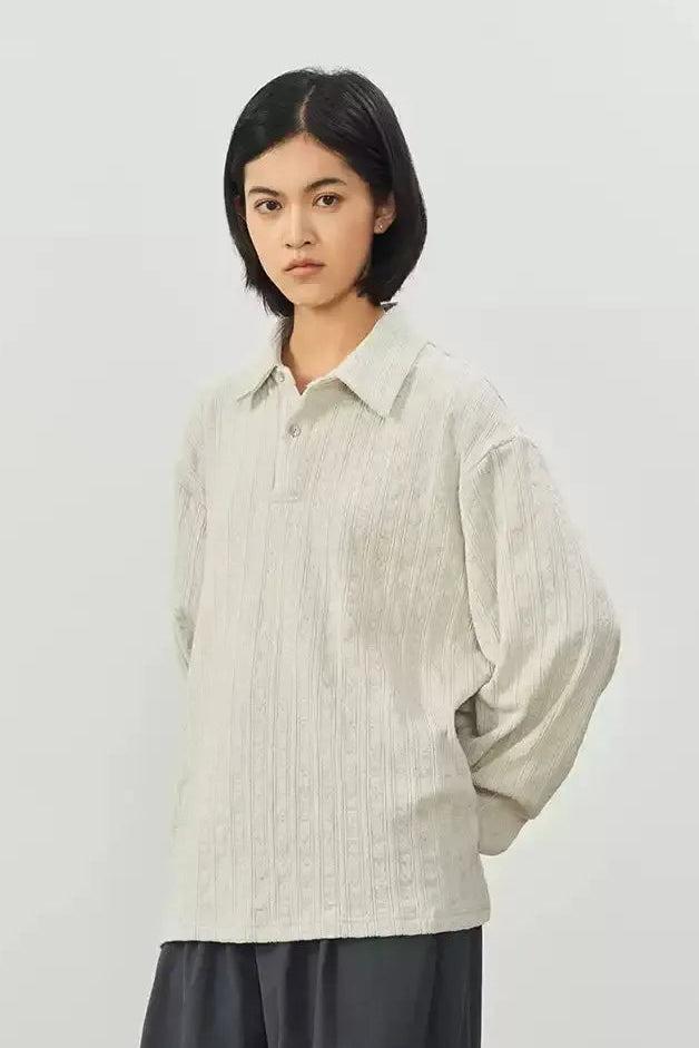 Clean Fit Textured L/S Polo