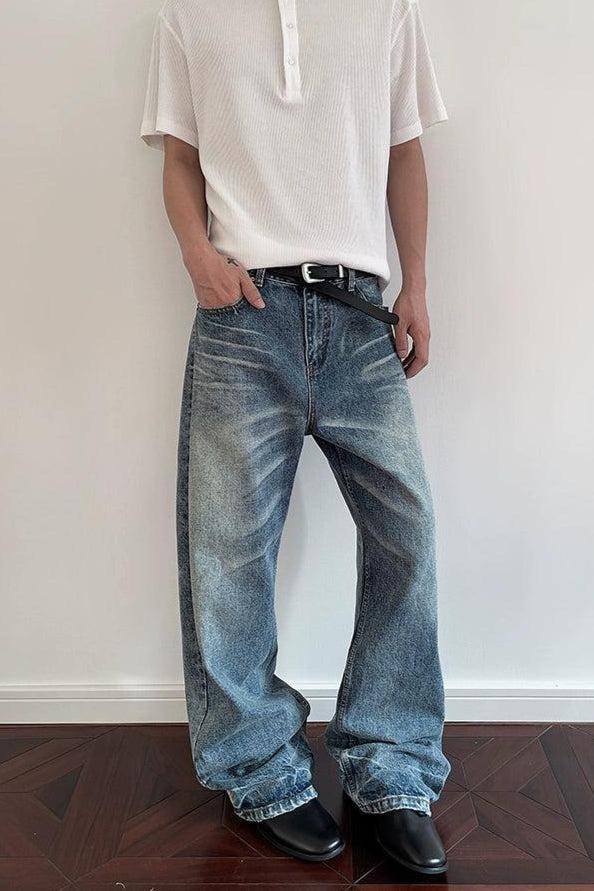 Whisker Lines Straight Jeans Korean Street Fashion Jeans By A PUEE Shop Online at OH Vault
