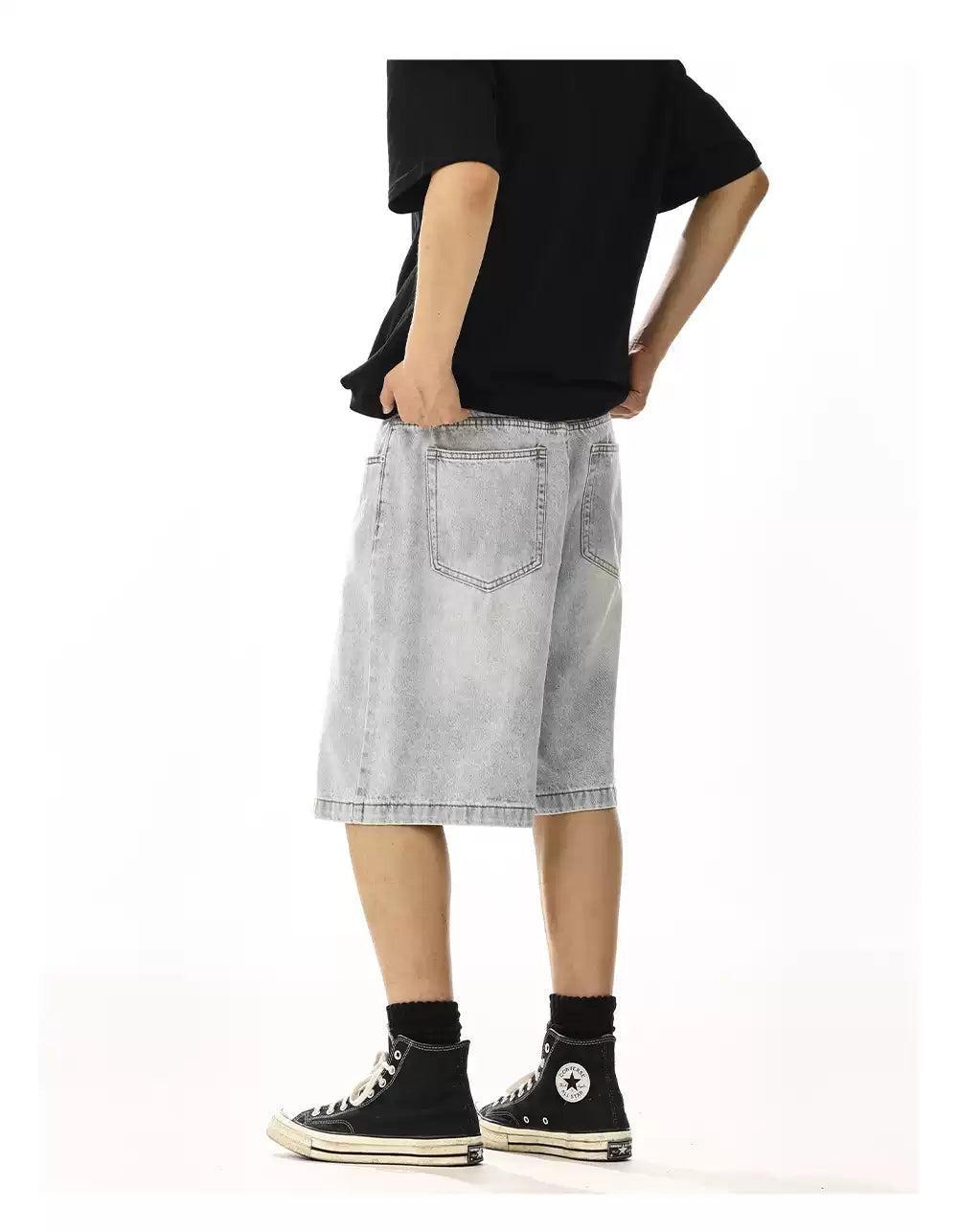 Faded Whiskers Denim Shorts Korean Street Fashion Shorts By MEBXX Shop Online at OH Vault