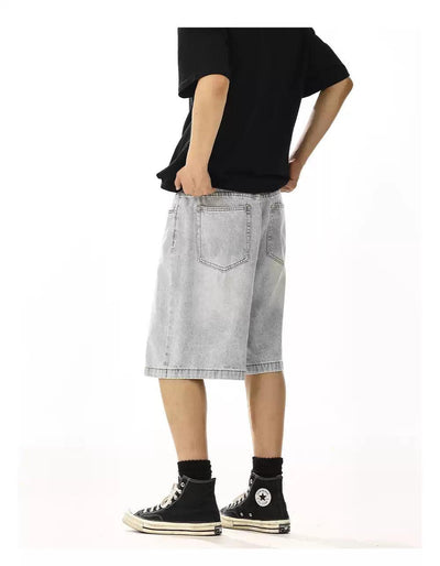 Faded Whiskers Denim Shorts Korean Street Fashion Shorts By MEBXX Shop Online at OH Vault