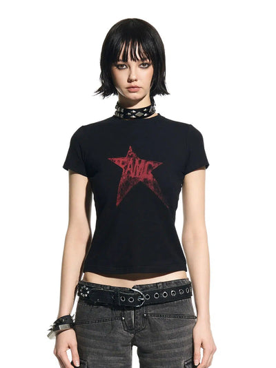 Slim Fit Grunge Star T-Shirt Korean Street Fashion T-Shirt By Team Geek Shop Online at OH Vault