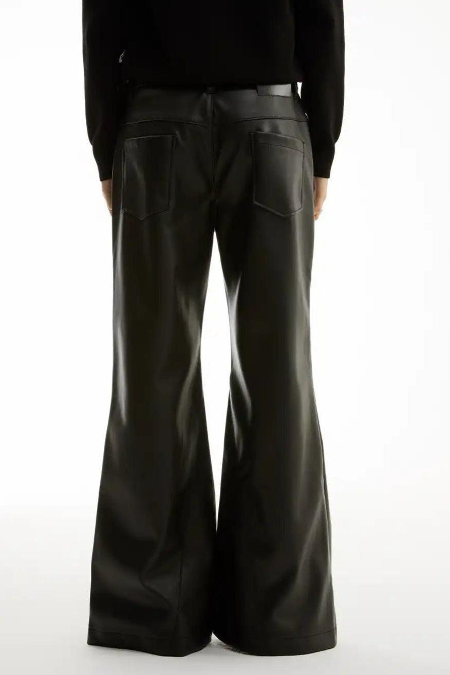 Flare Faux Leather Pants Korean Street Fashion Pants By Funky Fun Shop Online at OH Vault