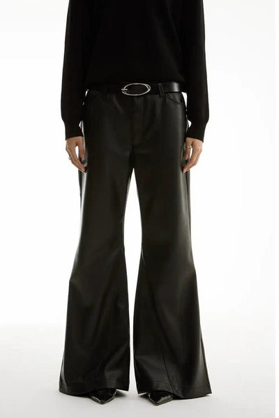 Flare Faux Leather Pants Korean Street Fashion Pants By Funky Fun Shop Online at OH Vault