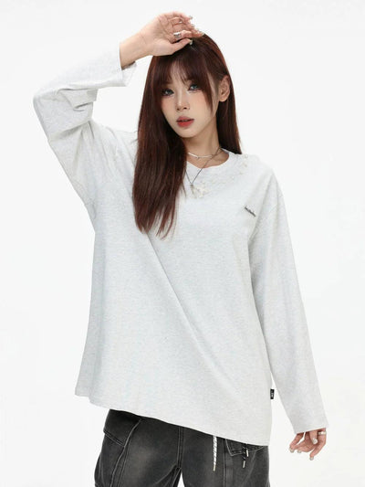 Pearl & Cross Long Sleeve T-Shirt Korean Street Fashion T-Shirt By INS Korea Shop Online at OH Vault