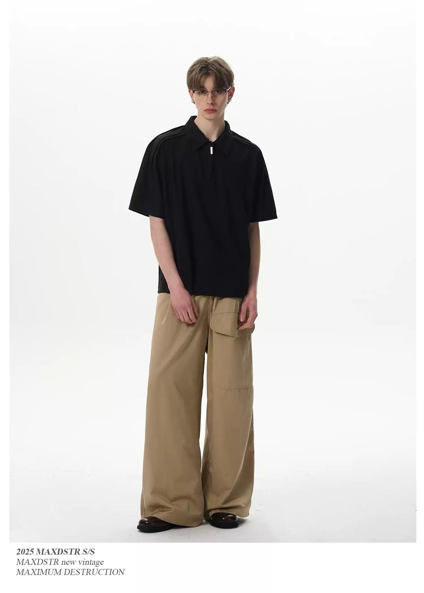 Square Shoulder Casual Fit Polo Korean Street Fashion Polo By MaxDstr Shop Online at OH Vault
