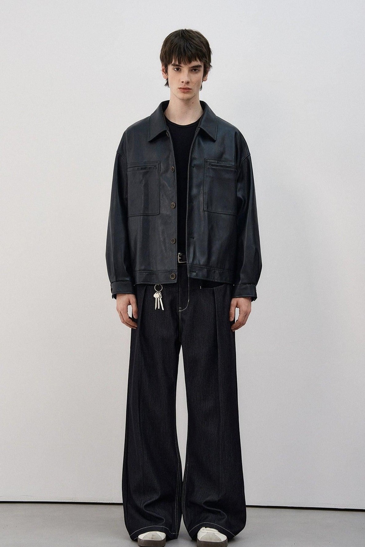 Boxy Cut PU Leather Jacket Korean Street Fashion Jacket By MaxDstr Shop Online at OH Vault