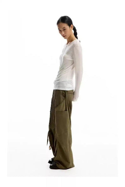 Braided Drawstring Loose Pants Korean Street Fashion Pants By Conp Conp Shop Online at OH Vault