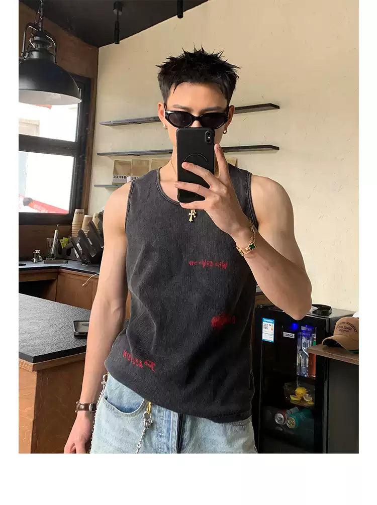 Reversible Graffiti Tank Top Korean Street Fashion Tank Top By Poikilotherm Shop Online at OH Vault