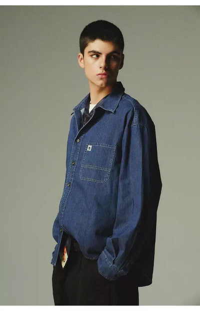 Buttoned Versatile Denim Shirt Korean Street Fashion Shirt By Country Moment Shop Online at OH Vault