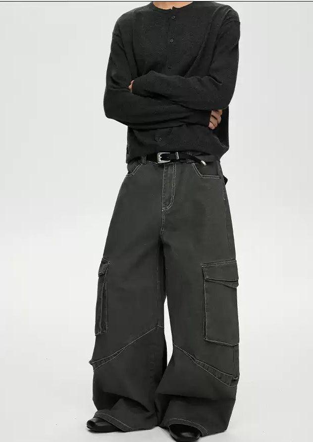 Flap Pocket Baggy Fit Cargo Pants Korean Street Fashion Pants By A PUEE Shop Online at OH Vault