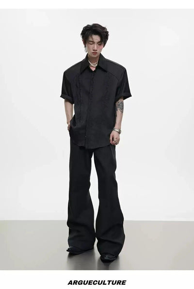 Structured Embroidery Shirt Korean Street Fashion Shirt By Argue Culture Shop Online at OH Vault