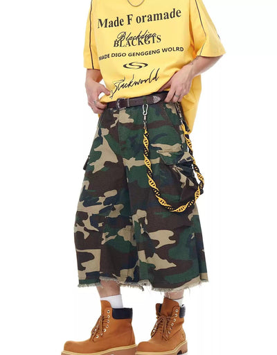 Raw Edge Camouflage Cargo Shorts Korean Street Fashion Shorts By Blacklists Shop Online at OH Vault