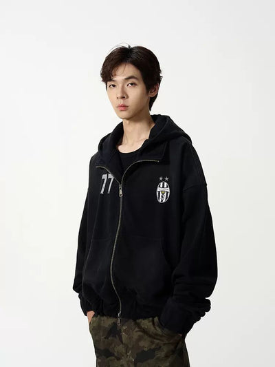 Double Zip Regular Fit Hoodie Korean Street Fashion Hoodie By 77Flight Shop Online at OH Vault