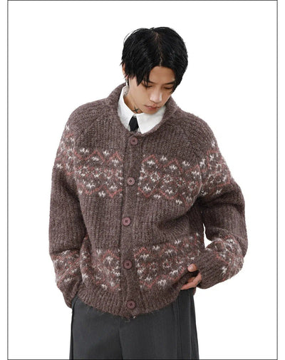 Abstract Pattern Knit Cardigan Korean Street Fashion Cardigan By Mr Nearly Shop Online at OH Vault