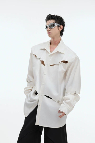 Spliced Cuts Buttoned Shirt Korean Street Fashion Shirt By Argue Culture Shop Online at OH Vault