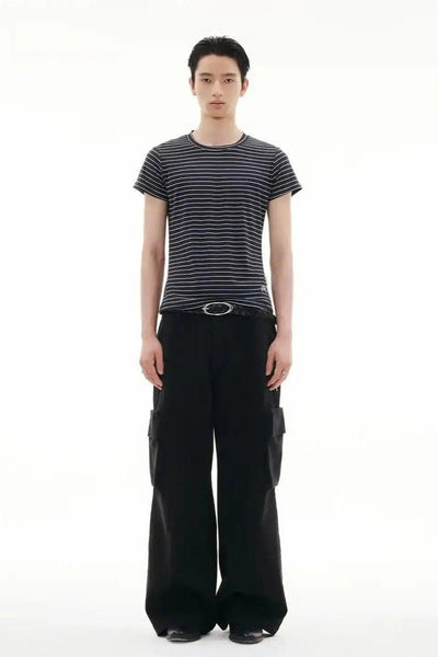 Striped Pattern Relaxed Fit T-Shirt Korean Street Fashion T-Shirt By Funky Fun Shop Online at OH Vault