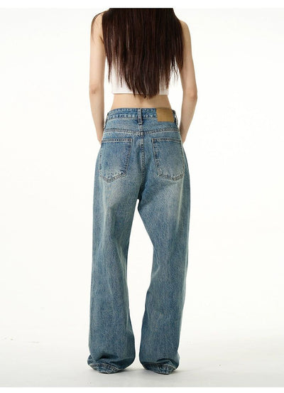 Asymmetric Hole Loose Fit Jeans Korean Street Fashion Jeans By 77Flight Shop Online at OH Vault