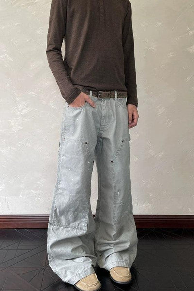 Minimal Splatters Wide Jeans Korean Street Fashion Jeans By A PUEE Shop Online at OH Vault