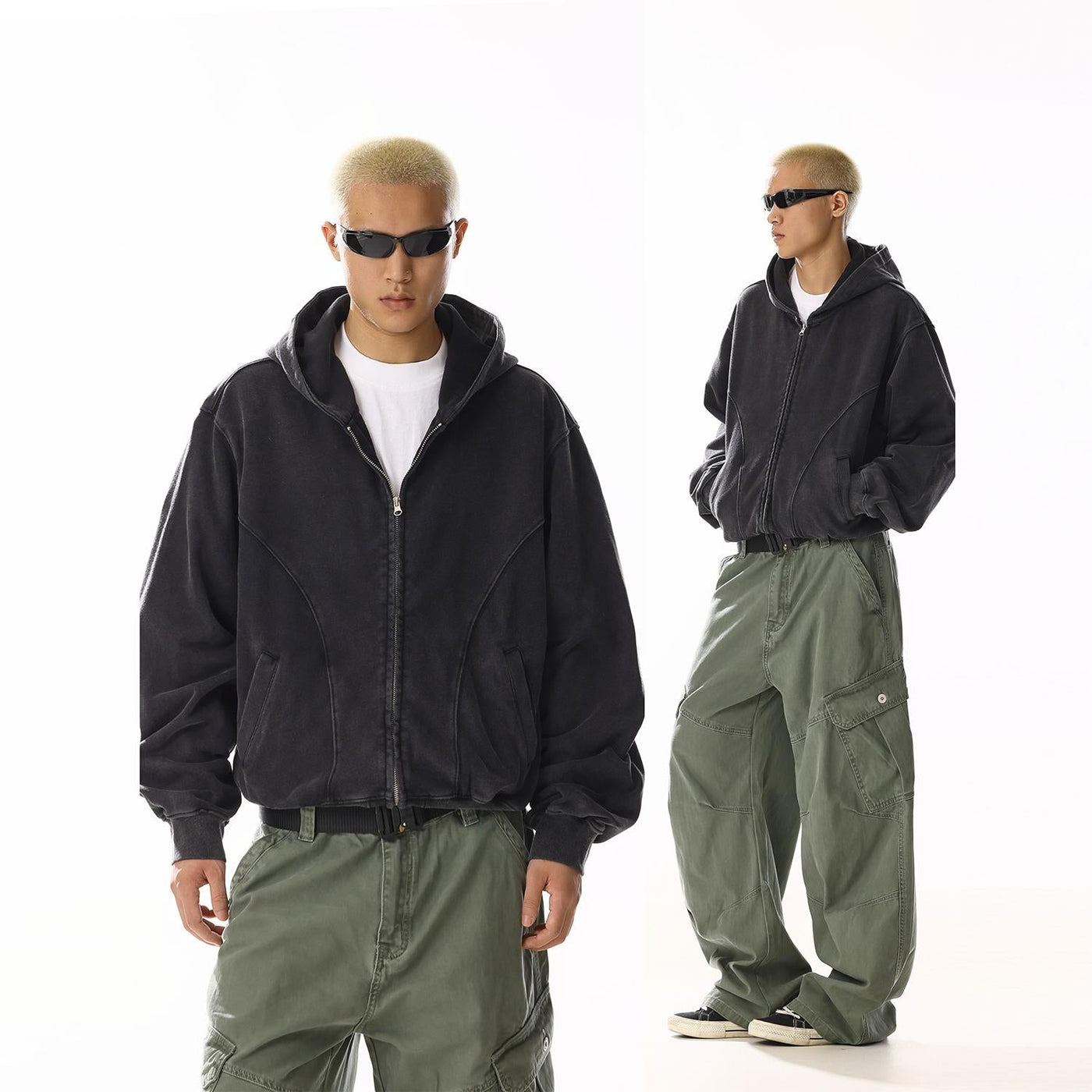 Washed Boxy Fit Hooded Jacket Korean Street Fashion Jacket By MEBXX Shop Online at OH Vault