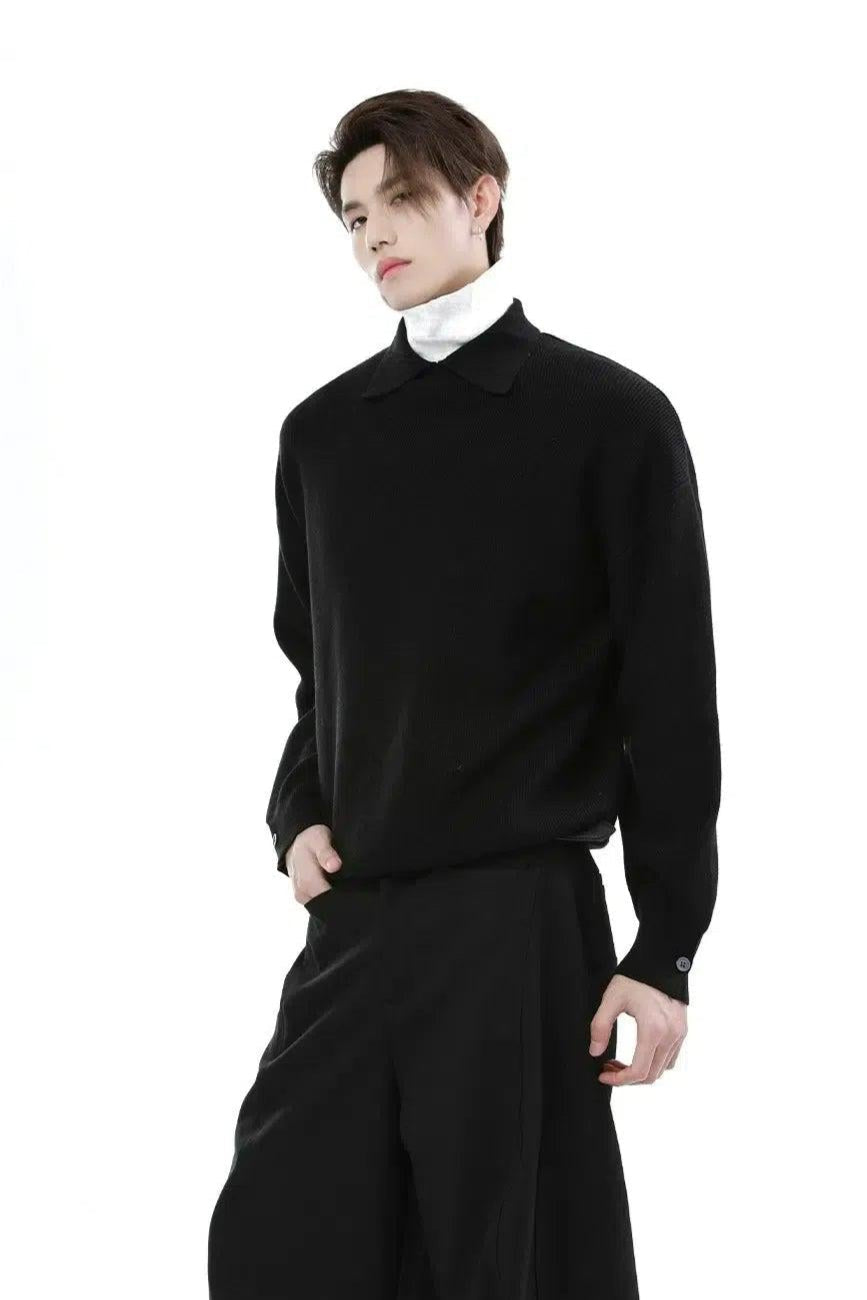 Contrast Layered Lapel Sweater Korean Street Fashion Sweater By Turn Tide Shop Online at OH Vault