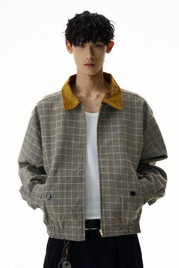 Contrast Collar Side Pocket Plaid Jacket Korean Street Fashion Jacket By A PUEE Shop Online at OH Vault