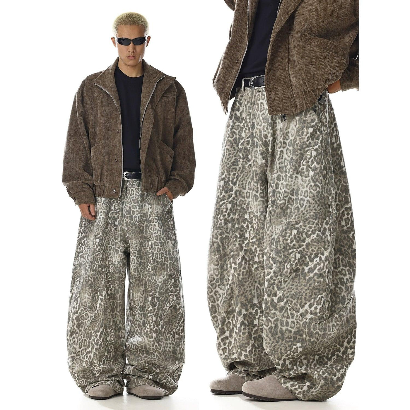 Faded Leopard Oversized Fit Pants Korean Street Fashion Pants By MEBXX Shop Online at OH Vault