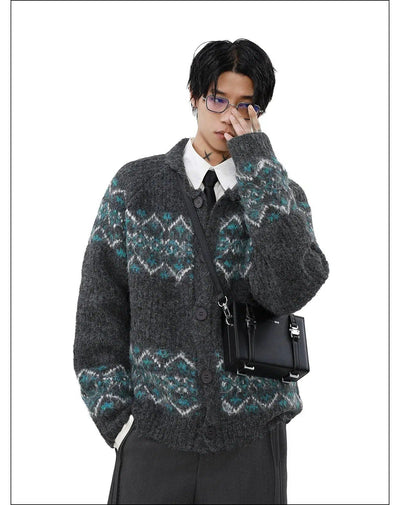 Abstract Pattern Knit Cardigan Korean Street Fashion Cardigan By Mr Nearly Shop Online at OH Vault