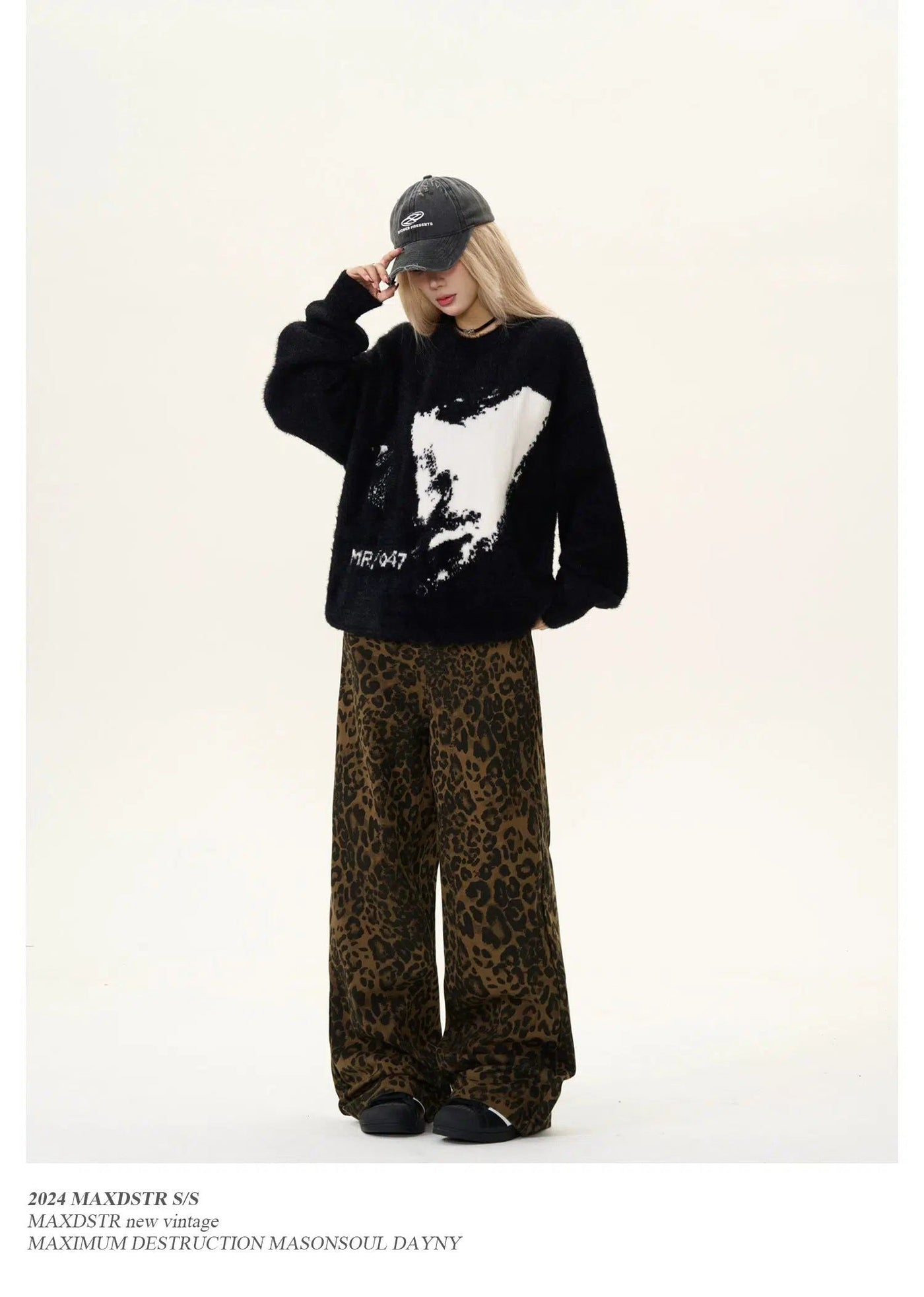 Fuzzy Map Print Sweater Korean Street Fashion Sweater By MaxDstr Shop Online at OH Vault