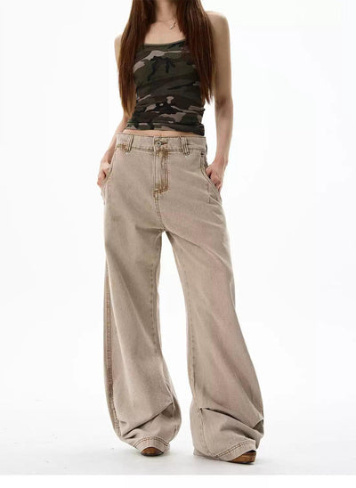 Washed Faded Wide Leg Jeans Korean Street Fashion Jeans By 77Flight Shop Online at OH Vault