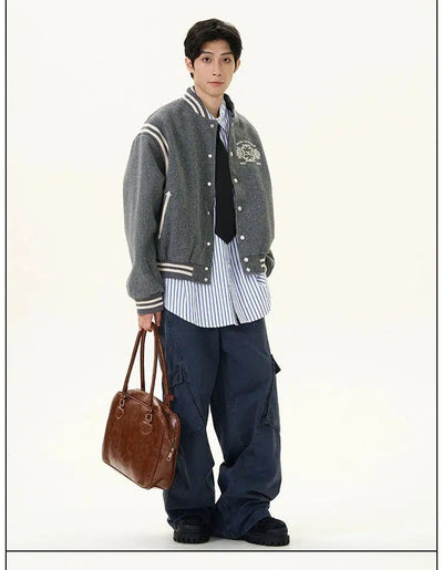 Chic Embroidered Varsity Jacket Korean Street Fashion Jacket By 77Flight Shop Online at OH Vault