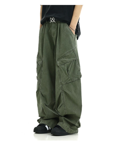 Slant Pocket Loose Cargo Pants Korean Street Fashion Pants By MEBXX Shop Online at OH Vault