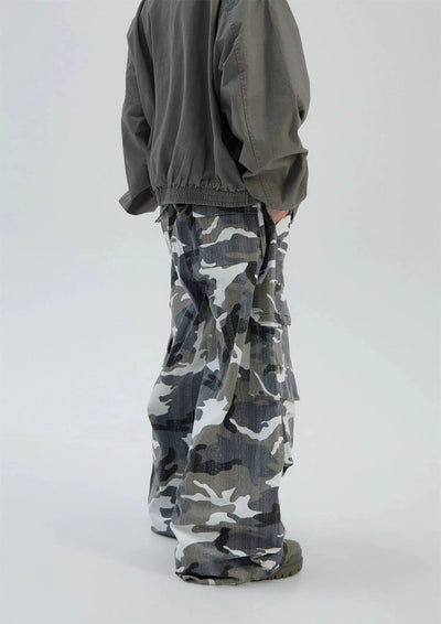 Camouflage Straight Wide Cargo Pants Korean Street Fashion Pants By Ash Dark Shop Online at OH Vault