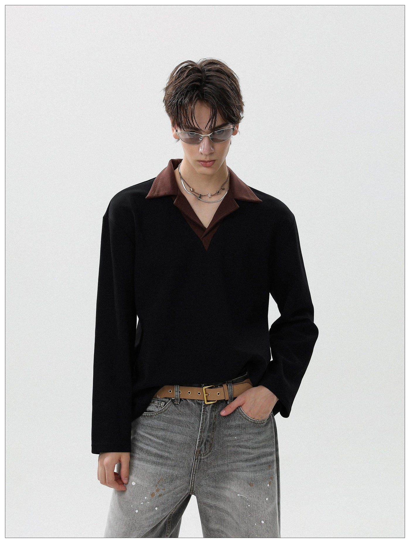 Contrast Collared Regular Fit Polo Korean Street Fashion Polo By Mr Nearly Shop Online at OH Vault