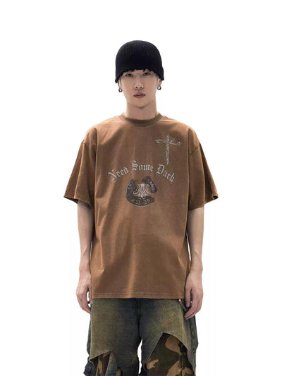 Grunge Loose Washed T-Shirt Korean Street Fashion T-Shirt By Ash Dark Shop Online at OH Vault