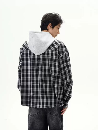 Drawstring Plaid Hooded Jacket Korean Street Fashion Jacket By 77Flight Shop Online at OH Vault