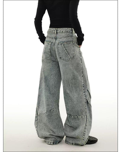 Acid Washed Pleated Jeans Korean Street Fashion Jeans By Mr Nearly Shop Online at OH Vault